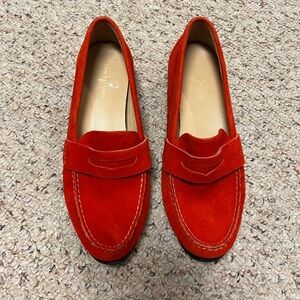 Cole Haan Red Suede Penny Loafers